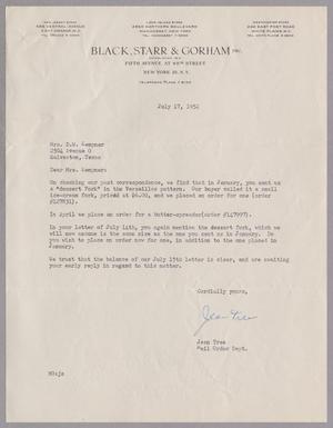 [Letter from Jean Tree to Mrs. Daniel W. Kempner, July 17, 1952]