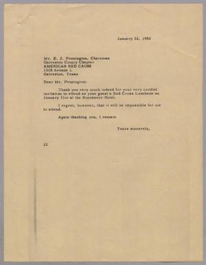 [Letter from Daniel W. Kempner to E. J. Pennington, January 22, 1952]