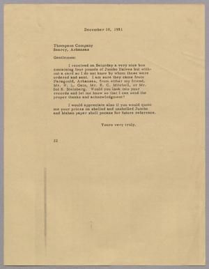 Primary view of object titled '[Letter from Daniel W. Kempner to the Thompson Company, December 10, 1951]'.
