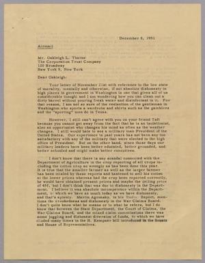 [Letter from Daniel W. Kempner to Mr. Oakleigh L. Thorne, December 8, 1951]