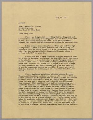 [Letter from Daniel W. Kempner to Mrs. Oakleigh L. Thorne, July 27, 1951]