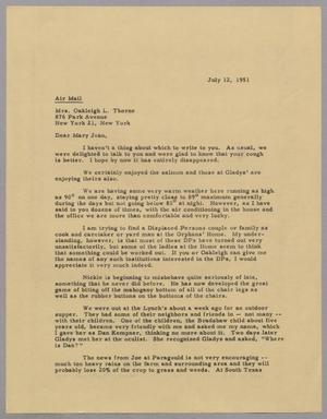 [Letter from D. W. Kempner to Mary Jean Thorne, July 12, 1951]