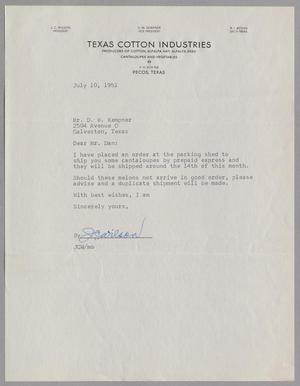 [Letter from J. C. Wilson to Daniel W. Kempner, July 10, 1951]