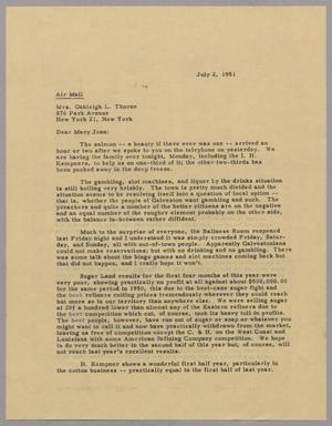 [Letter from Daniel W. Kempner to Oakleigh L. Thorne, July 2, 1951]