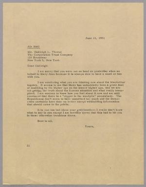 [Letter from Daniel W. Kempner to Oakleigh L. Thorne, June 11, 1951]