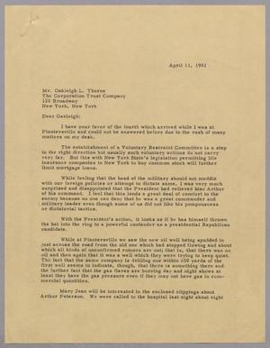 [Letter from Daniel W. Kempner to Oakleigh L. Thorne, April 11, 1951]