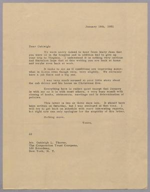 [Letter from Daniel W. Kempner to Oakleigh L. Thorne, January 16, 1951]