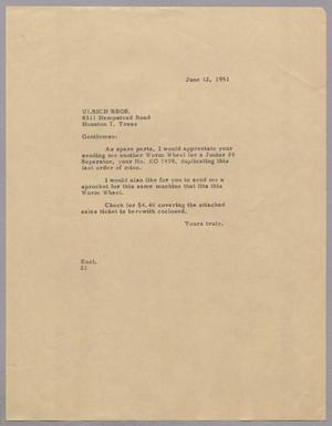 [Letter from Daniel W. Kempner to Unrich Bros., June 12, 1951]