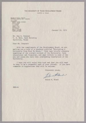 [Letter from Hulon W. Black to Daniel W. Kempner, January 10, 1951]