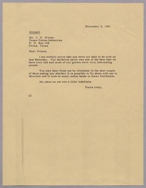 [Letter from Daniel W. Kempner to J. C. Wilson, December 3, 1951]