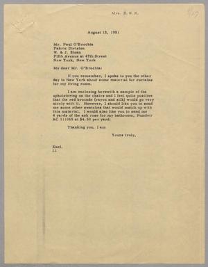 [Letter from Mrs. Daniel W. Kempner to Paul O' Brochta, August 13, 1951]