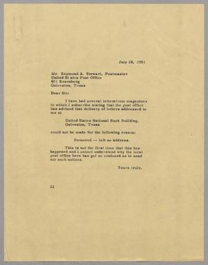 [Letter from Daniel W. Kempner to Raymond A. Stewart, July 28, 1951]