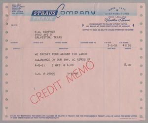 [Invoice for Credit on Account, March 1951]