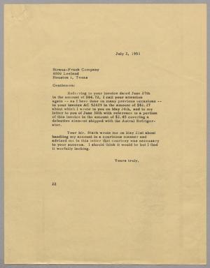 [Letter from Daniel W. Kempner to Straus - Frank Compnay, July 2, 1951]