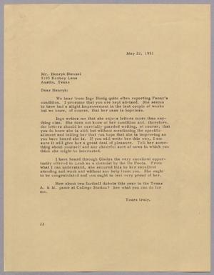 [Letter from D. W. Kempner to Henryk Stenzel, May 22, 1951]