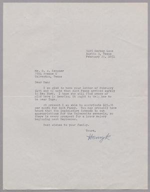 [Letter from Henryk Stenzel to Daniel W. Kempner, February 20, 1951]
