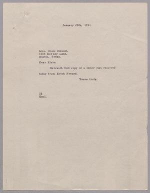 [Letter from Daniel W. Kempner to Elsie Stenzel, January 29, 1951]