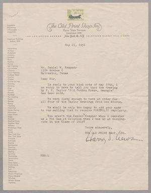 [Letter from Harry S. Newman to D. W. Kempner, May 21, 1951]