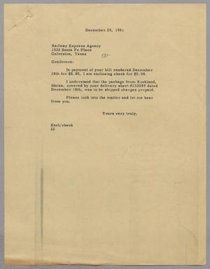 [Letter from Daniel W. Kempner to Railway Express Agency, December 29, 1951]