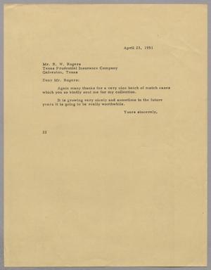[Letter from Daniel W. Kempner to R. W. Rogers, April 23, 1951]