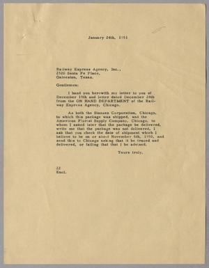 [Letter from Daniel W. Kempner to Railway Express Agency, Inc., January 24, 1951]