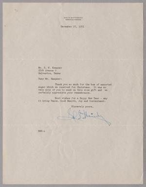 [Letter from Sol S. Steinberg to Daniel W. Kempner, December 27, 1951]