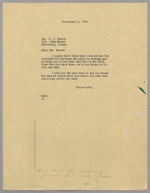 [Letter from Daniel W. Kempner to T. J. Smith, December 3, 1951]