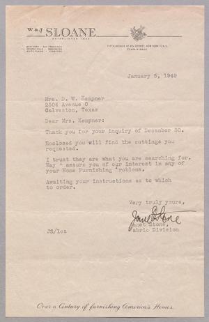Primary view of object titled '[Letter from Janet Stone to Mrs. D. W. Kempner, January 5, 1949]'.