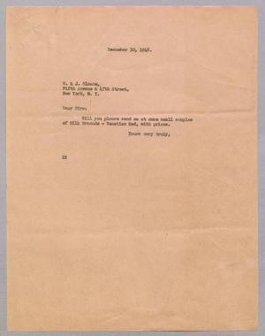 [Letter from Daniel Webster Kempner to W. & J. Sloane, December 30, 1948]