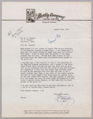 Primary view of object titled '[Letter from W. L. Gatz to Mr. D. W. Kempner, August 22, 1949]'.