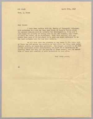 [Letter from Daniel W. Kempner to Thos. L. James, April 25, 1949]