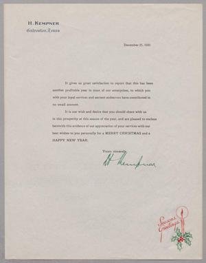[Letter from the H. Kempner Firm, December 21, 1951]