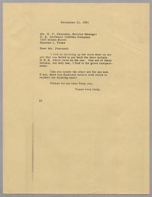 [Letter from Daniel W. Kempner to R. F. Pancoast, December 12, 1951]