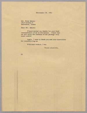 [Letter from Daniel W. Kempner to Rose Maceo, December 29, 1951]