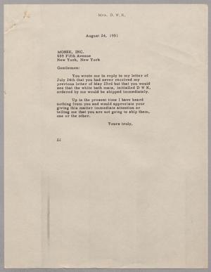 [Letter from Mrs. Daniel W. Kempner to Mosse, Inc., August 24, 1951]