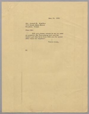 [Letter from Daniel W. Kempner to Arnold K. Mueller, May 30, 1951]