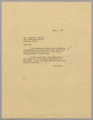 [Letter from Daniel W. Kempner to Arnold K. Mueller, May 2, 1951]