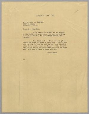 [Letter from Daniel W. Kempner to Arnold K. Mueller, February 13, 1951]