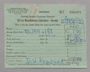[Receipt for Bill of Miscellaneous Collections, January 1951]