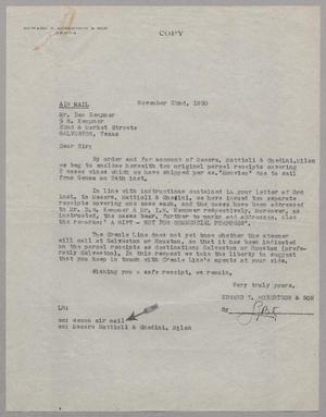Primary view of object titled '[Letter from Edward T. Robertson & Son to Daniel W. Kempner, November 22, 1950, Copy]'.