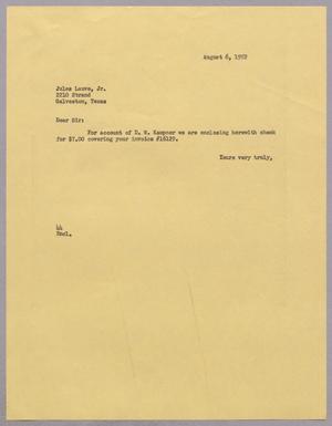 [Letter from A. H. Blackshear, Jr. to Jules Lauve, Jr., August 6, 1952]