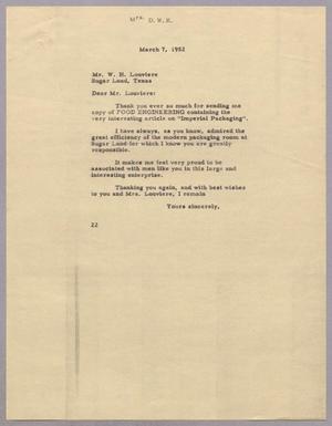 [Letter from Mrs. Daniel W. Kempner to W. H. Louviere, March 7, 1952]