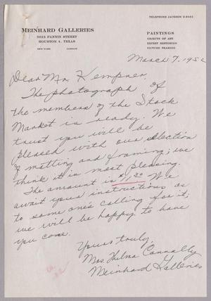 Primary view of object titled '[Handwritten Letter from Mrs. Connally to Daniel W. Kempner, March 7, 1952]'.