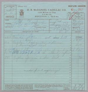 [Invoice for Repairs made by D. B. McDaniel Cadillac Co., February 20, 1952]