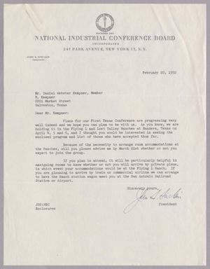 [Letter from National Industrial Conference Board, Inc. to Daniel W. Kempner, February 20, 1952]