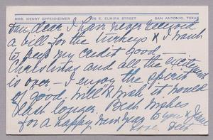 [Post Card from Hattie Oppenheimer to Daniel W. Kempner, December 28, 1951]