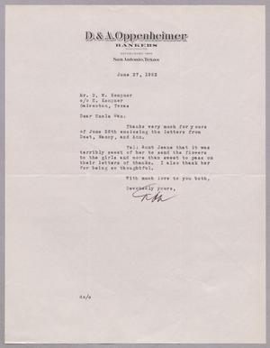 [Letter from Dan Oppenheimer to D. W. Kempner, June 27, 1952]