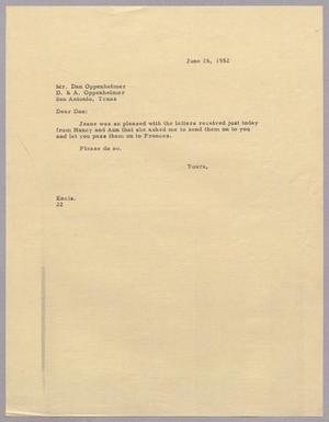 [Letter from Daniel Webster Kempner to Dan Oppenheimer, June 26, 1952]