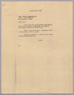 [Letter from Daniel W. Kempner to Mrs. Henry Oppenheimer, January 22, 1952]