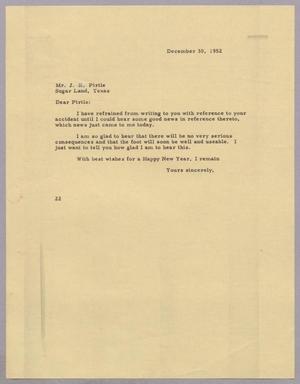 [Letter from Daniel W. Kempner to J. R. Pirtle, December 30, 1952]